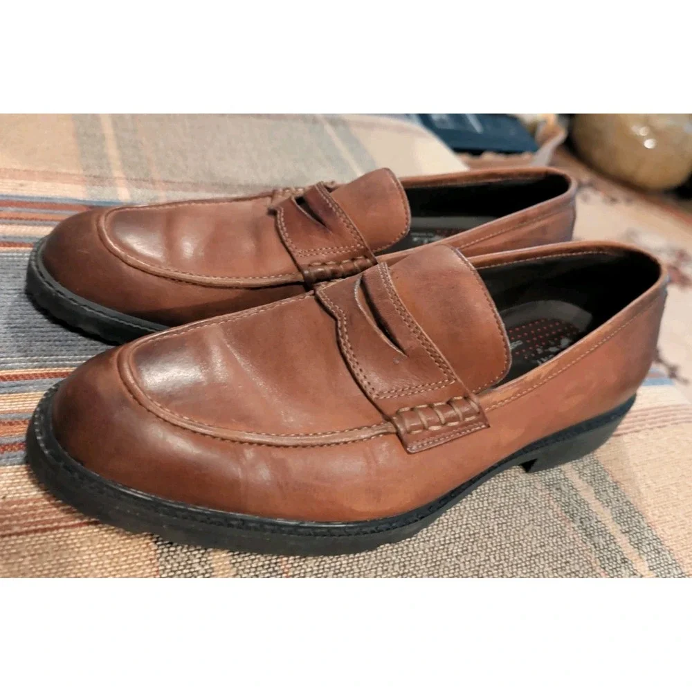 Rockport Shoes Mens Size 8 W Brown Leather Penny Loafers Dress adiPRENE by adida